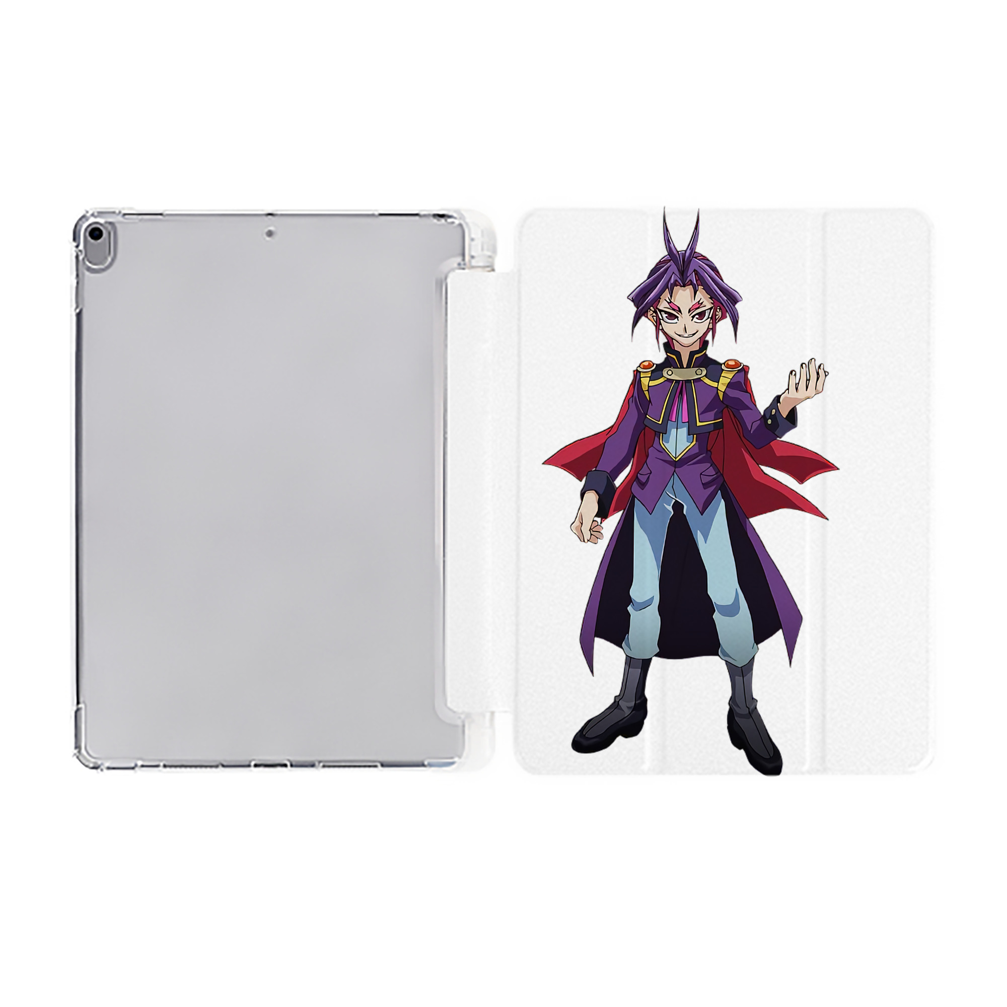 （画像用） 遊☆戯☆王 Yu-Gi-Oh! IPad ケース ペン収納付き 三つ折りスタンド PUレザー×シリコン 対応機種9.5/10.5/10.9インチ